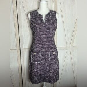 Karl Lagerfeld Purple Tweed Midi Dress EUC Size 8 Preppy Classic designer